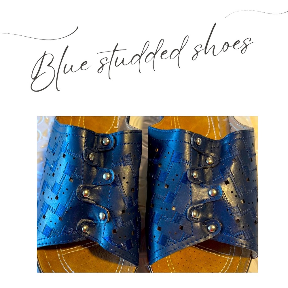 Blue studded slip on shoes